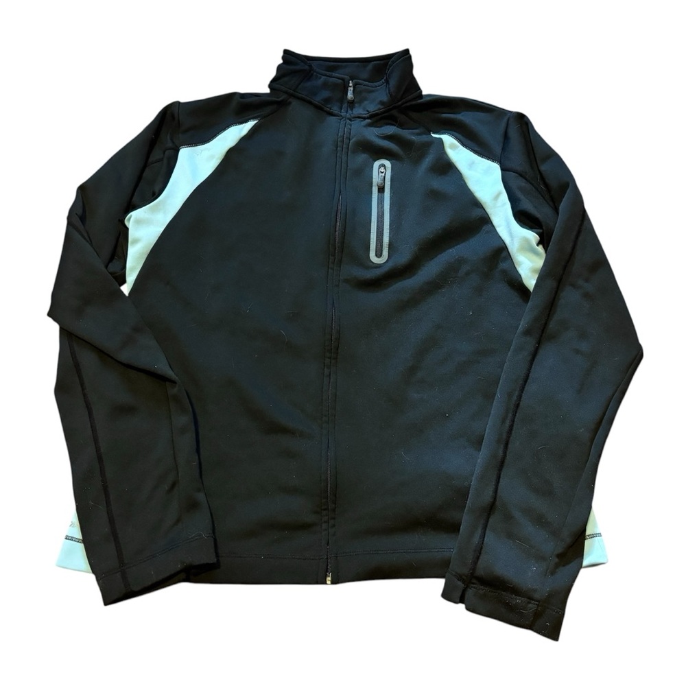 Columbia Titanium Fleece Lined Zip Up Size Medium Black and Baby Blue
